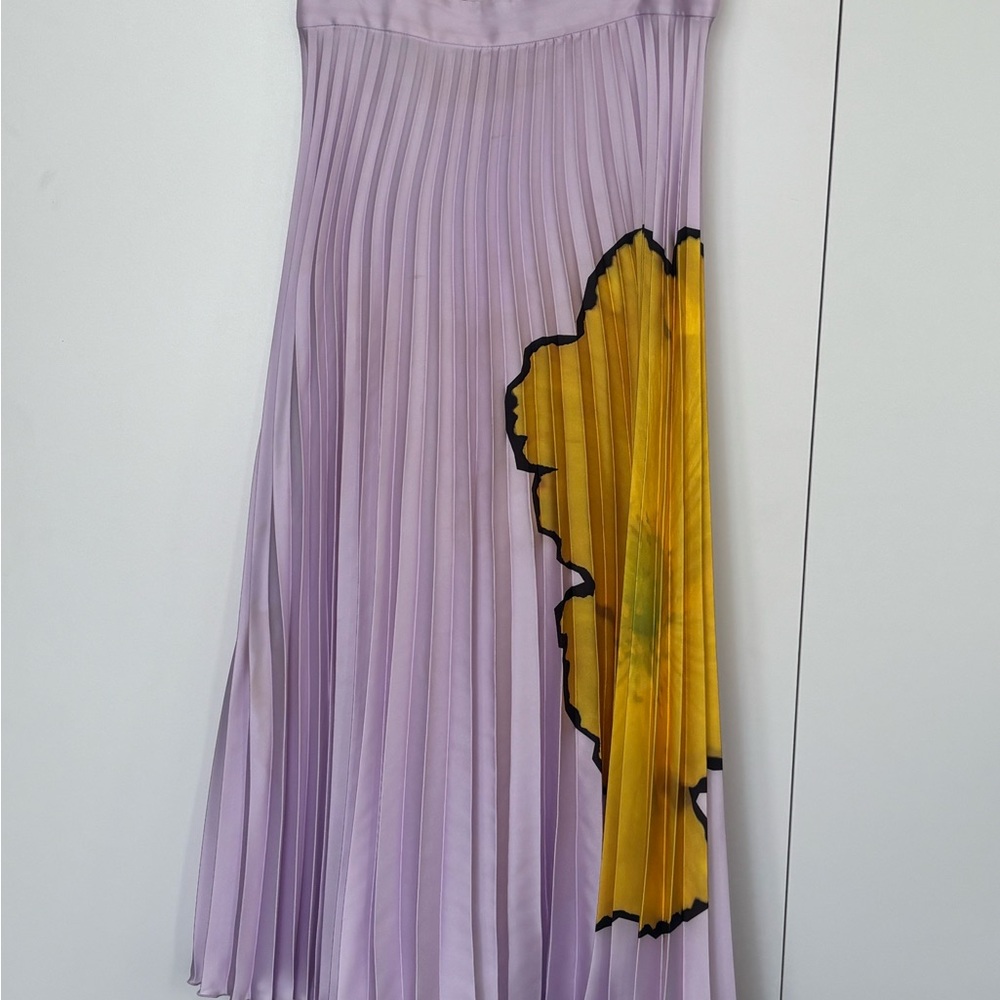 Zara Lavender Pleated Skirt with Yellow Floral Design